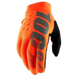 Pánské cyklo a motokrosové rukavice 100% Brisker fluo oranžová/černá  L