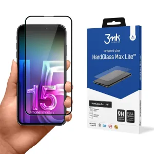 3mk tvrzené sklo HardGlass Max Lite pro Apple iPhone 15 Plus, černá