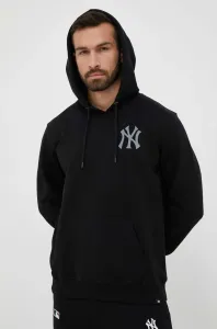 Mikina 47brand MLB New York Yankees pánská, černá barva, s kapucí, s potiskem #5165180