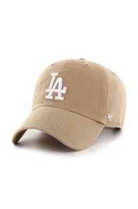 Bavlněná baseballová čepice 47brand MLB Los Angeles Dodgers béžová barva, s aplikací #5561435