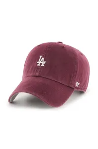 Bavlněná baseballová čepice 47brand MLB Los Angeles Dodgers vínová barva, s aplikací, B-BSRNR12GWS-KMA