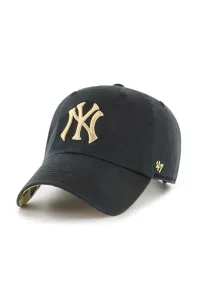 Bavlněná baseballová čepice 47brand MLB New York Yankees černá barva, s aplikací #6111472