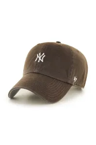 Bavlněná baseballová čepice 47brand MLB New York Yankees hnědá barva, s aplikací