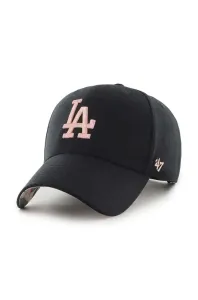 Bavlněná baseballová čepice 47brand MLB Los Angeles Dodgers černá barva, s aplikací #5565650