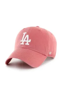 Bavlněná baseballová čepice 47brand MLB Los Angeles Dodgers růžová barva, s aplikací, B-RGW12GWSNL-IRA