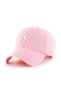 Bavlněná baseballová čepice 47brand MLB New York Yankees růžová barva, s aplikací #5968168