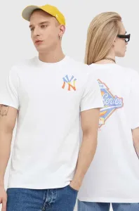 Bavlněné tričko 47brand MLB New York Yankees bílá barva, s potiskem #5164466