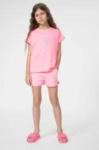 Dětské bavlněné šortky 4F růžová barva, hladké