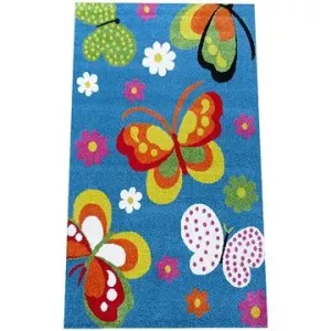 Dětský kusový koberec Motýli na modrém podkladu 200 × 290
