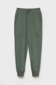 Dětské kalhoty Abercrombie & Fitch zelená barva, hladké #3947898