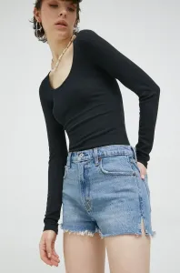 Džínové šortky Abercrombie & Fitch dámské, hladké, high waist #4936684