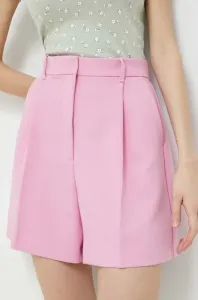 Kraťasy Abercrombie & Fitch dámské, růžová barva, hladké, high waist #4940582