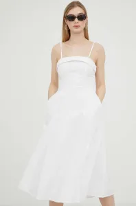 Plátěné šaty Abercrombie & Fitch bílá barva, midi