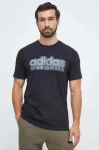 Bavlněné tričko adidas černá barva, s potiskem #6113693