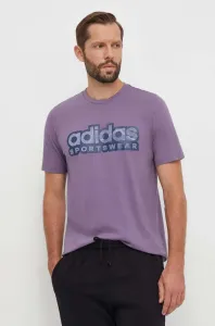 Bavlněné tričko adidas fialová barva, s potiskem #6112446