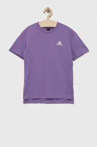 Dětské bavlněné tričko adidas fialová barva, s potiskem