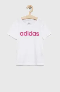 Dětské bavlněné tričko adidas G LIN bílá barva