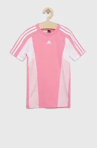 Dětské bavlněné tričko adidas LK CB CO TEE růžová barva #5345257