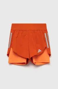 Dětské kraťasy adidas G RUN 2in1 SHO oranžová barva, s potiskem, nastavitelný pas