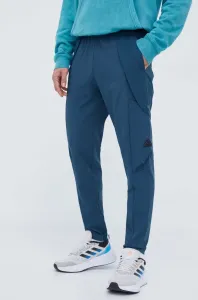 Kalhoty adidas pánské, tyrkysová barva, přiléhavé