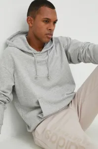 Mikina adidas pánská, šedá barva, s kapucí, melanžová #5089256