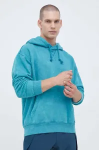 Mikina adidas pánská, tyrkysová barva, s kapucí, vzorovaná