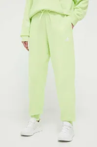 Bavlněné kalhoty adidas zelená barva, hladké
