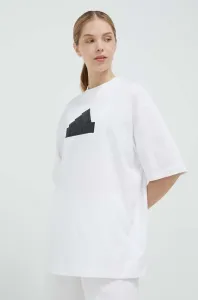 Bavlněné tričko adidas bílá barva