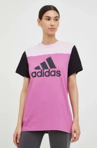 Bavlněné tričko adidas růžová barva #4344801