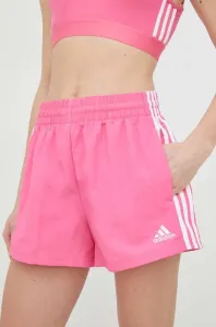 Kraťasy adidas dámské, růžová barva, s aplikací, high waist #4313898