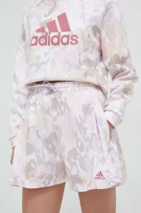 Kraťasy adidas dámské, růžová barva, vzorované, high waist #5617050