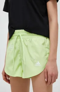 Kraťasy adidas dámské, zelená barva, s aplikací, medium waist