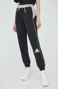 Tepláky adidas HG8103 dámské, černá barva, s potiskem