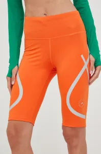 Běžecké šortky adidas by Stella McCartney oranžová barva, s potiskem, high waist #3439588