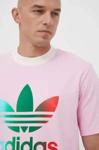 Bavlněné tričko adidas Originals růžová barva, s potiskem