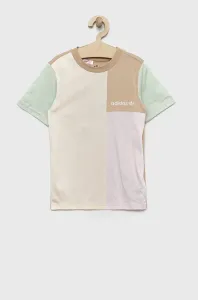 Dětské bavlněné tričko adidas Originals béžová barva #4903370