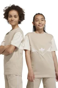 Dětské bavlněné tričko adidas Originals béžová barva #5678790
