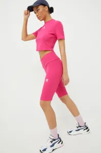 Kraťasy adidas Originals Adicolor dámské, růžová barva, hladké, high waist #2879108
