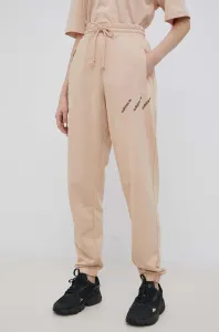 Kalhoty adidas Originals HM4871 dámské, béžová barva, s potiskem #3288431