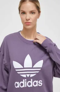 Bavlněná mikina adidas Originals dámská, fialová barva, s potiskem