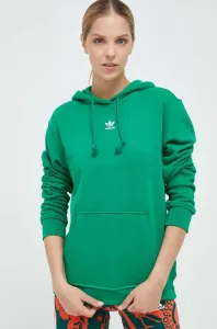 Bavlněná mikina adidas Originals dámská, zelená barva, s kapucí, hladká