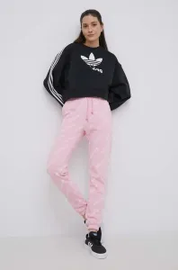 Kalhoty adidas Originals HM4886 dámské, růžová barva, vzorované
