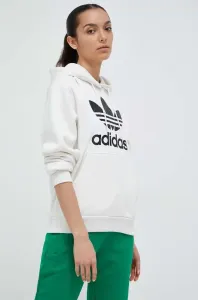 Mikina adidas Originals dámská, bílá barva, s kapucí, s potiskem #5936901