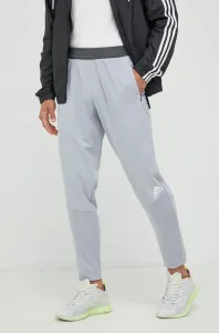 Tréninkové kalhoty adidas Performance pánské, šedá barva, s potiskem