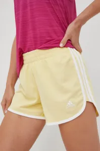 Běžecké šortky adidas Performance Marathon 20 žlutá barva, s aplikací, medium waist