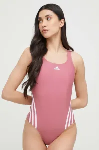 Jednodílné plavky adidas Performance 3-Stripes růžová barva, měkký košík