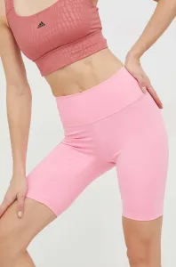 Tréninkové šortky adidas Performance Optime dámské, růžová barva, hladké, high waist #6141763