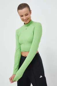 Tréninkové tričko s dlouhým rukávem adidas Performance HIIT zelená barva, s pologolfem #5937393
