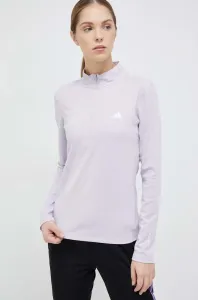 Tréninkové tričko s dlouhým rukávem adidas Performance Techfit fialová barva, s pologolfem