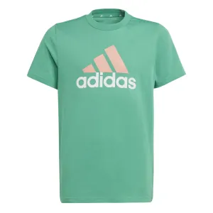 Dětské bavlněné tričko adidas U BL 2 TEE zelená barva, s potiskem